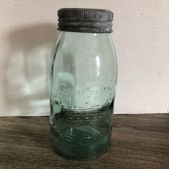 Vtg Teal Crown Preserves Jar - Picture 3 of 11